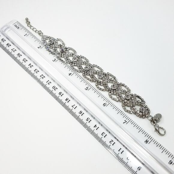 Charming Charlie's Lacy Clear Rhinestone Silver Tone Bracelet, 8 Inches - Picture 5 of 8